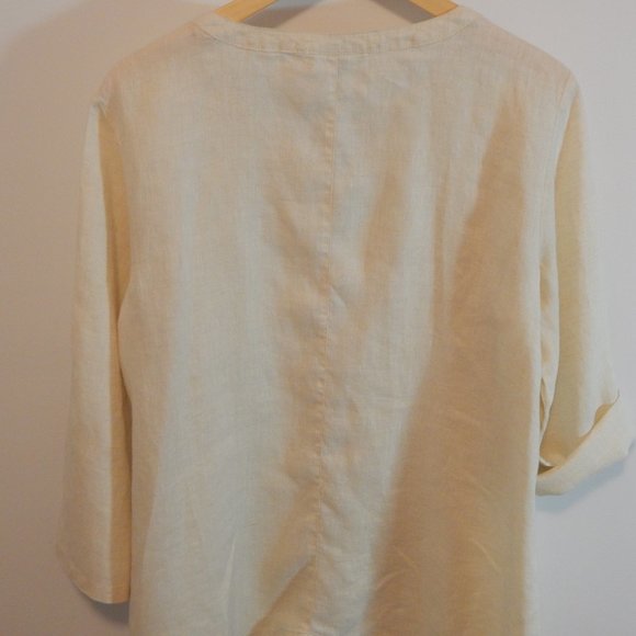 JM Collections 100% Linen Relaxed Button Shirt - Picture 7 of 7
